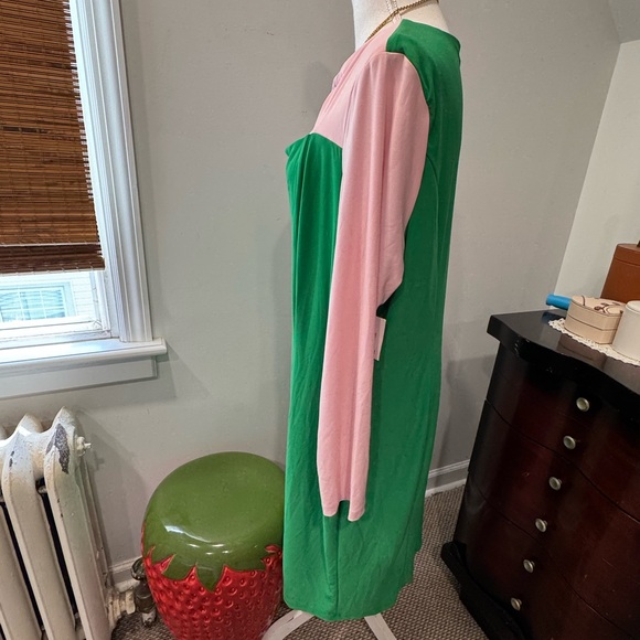 Kasper Green and Pink Asymmetrical Sheath Dress Cocktail - Picture 13 of 15